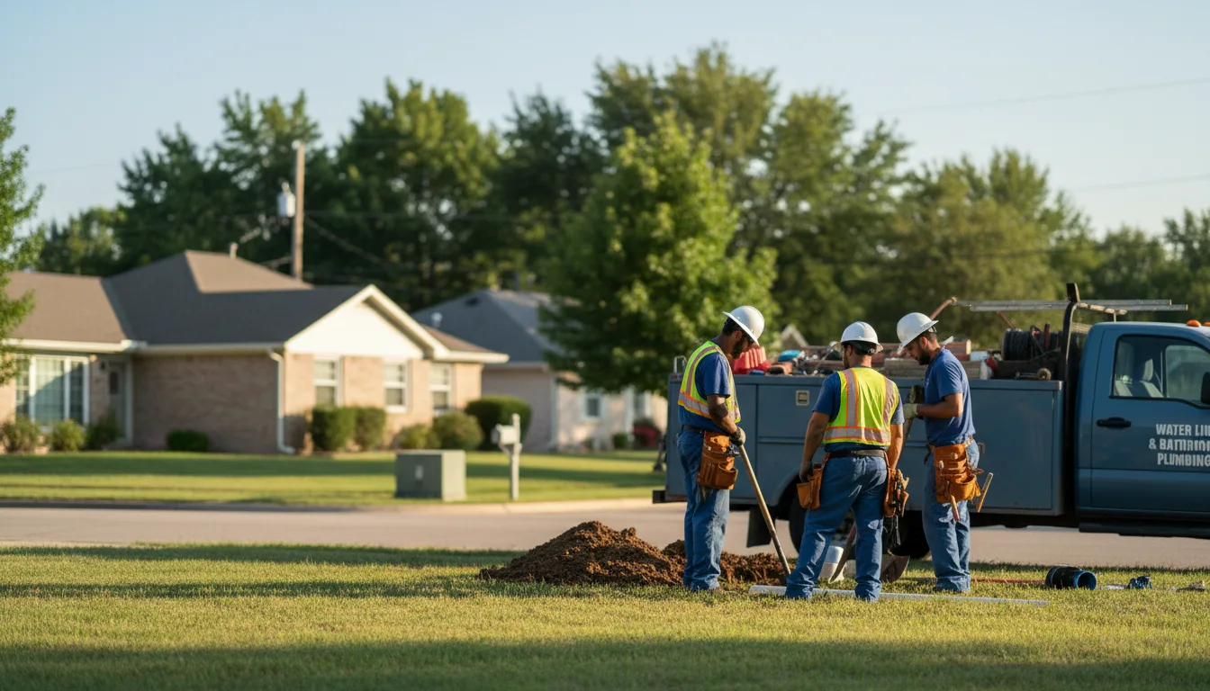 Residential water line and bathroom plumbing service in Alderson, OK